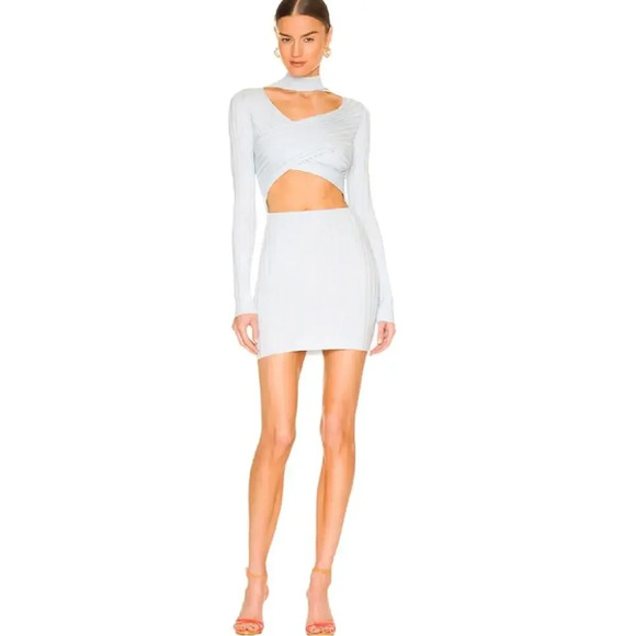 NWT SUPERDOWN Alora Wrap Mini Dress in Baby Blue size Medium - Picture 6 of 6